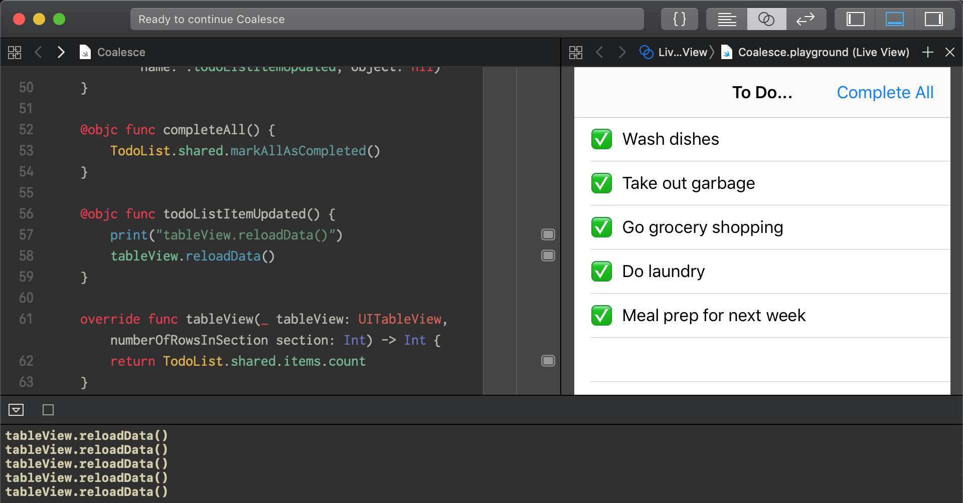 Xcode screenshot demonstrating the bug